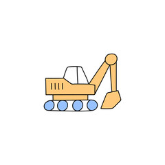 Construction digger, excavator machinery icon in color icon, isolated on white background 