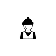 Construction engineer worker icon in solid black flat shape glyph icon, isolated on white background 