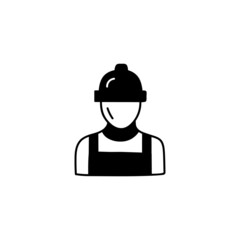 Construction engineer worker icon in solid black flat shape glyph icon, isolated on white background 