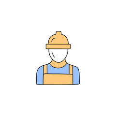 Construction engineer worker icon in color icon, isolated on white background 