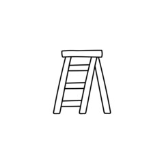Construction ladder, step ladder icon in flat black line style, isolated on white background 