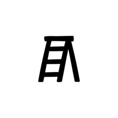 Construction ladder, step ladder icon in solid black flat shape glyph icon, isolated on white background 