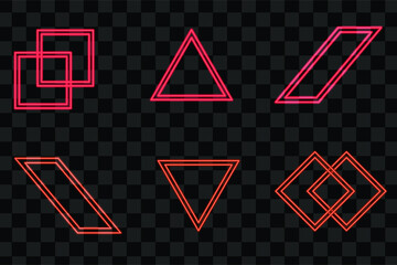 Naklejka premium Set of red glow shape with neon effect isolated element collection