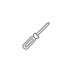 screwdriver icon in flat black line style, isolated on white background 