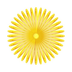 Abstract yellow flower isolated on white background, Unusual floral element. Vector illustration.
