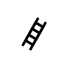 Construction ladder, step ladder icon in solid black flat shape glyph icon, isolated on white background 