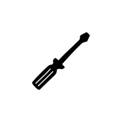 screwdriver icon in solid black flat shape glyph icon, isolated on white background 