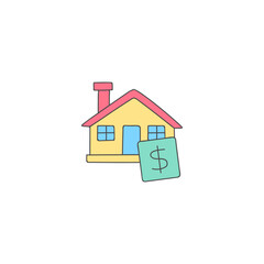 Buy estate, house sale icon in color icon, isolated on white background 