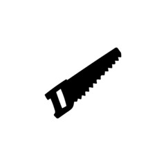 Blade, carpentry construction saw tool icon in solid black flat shape glyph icon, isolated on white background 