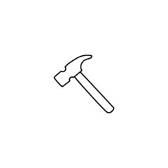 Hammer icon in flat black line style, isolated on white background 