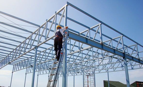 Iron Worker on Constructions Site Reconstruction
