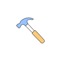 Hammer icon in color icon, isolated on white background 