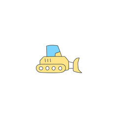 bulldozer, construction machinery icon in color icon, isolated on white background 