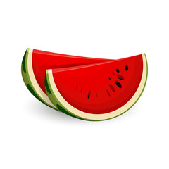 Juicy watermelon slices. Summer food. Vector illustration isolated on white background.
