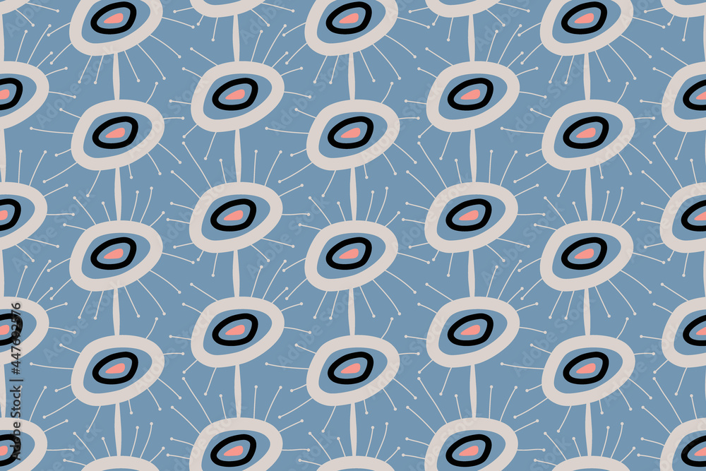 Wall mural geometric seamless pattern of mid-century modern style design. vector illustration in a simple style