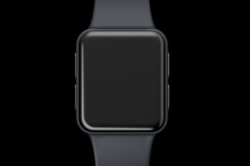 Stainless silver smart watch or fitness tracker isolated on black background.