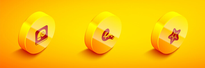 Set Isometric Octopus on a plate, of tentacle and Starfish icon. Vector