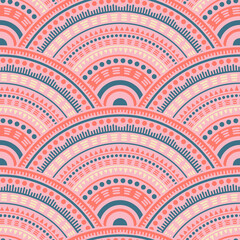 Ethnic circle shapes seamless geometric pattern.
