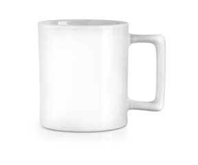 White ceramic mug. Isolated on white.