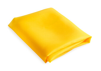 folded piece of bright yellow fabric isolated on white background