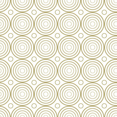 Fototapeta premium Abstract vector illustration. Seamless pattern, gold circles on a white background. Modern geometric pattern. Templates, backgrounds and wallpapers for your design. Textile ornament.