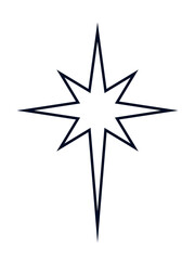 Bethlehem north star outline icon. Clipart image isolated on white background