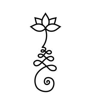 Unalome lotus symbol line icon. Clipart image isolated on white background