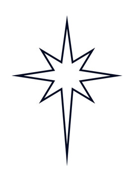 Bethlehem north star outline icon. Clipart image isolated on white background