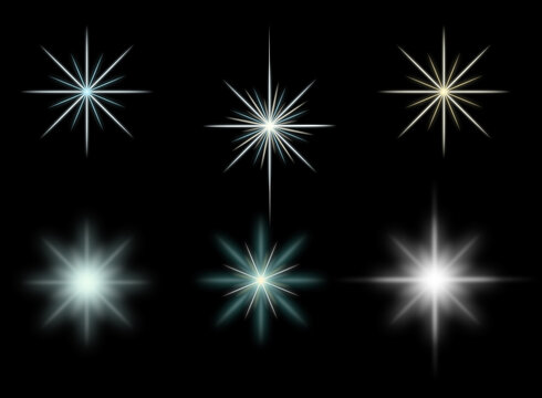 Six stars on a black background with the ability to superimpose on the image (screen)