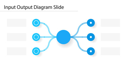 Input Output diagram with circle slide template. Clipart image - obrazy, fototapety, plakaty
