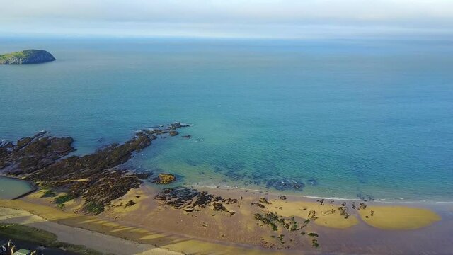 Aerial view of the beach at North Berwick, East Lothian, Scotland, UK, Europe