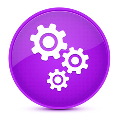 Gears aesthetic glossy purple round button abstract