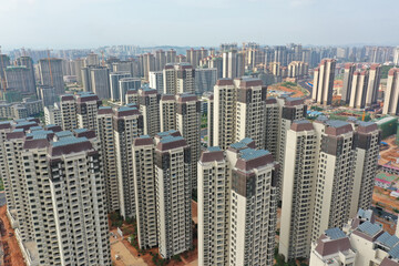 Aerial landscape of newly built urban high-rise residential buildings in China