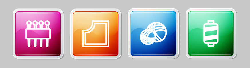 Set line Needle for sewing, Sewing Pattern, Yarn ball and thread. Colorful square button. Vector