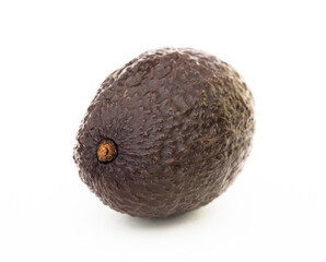 ripe dark avocado on white background