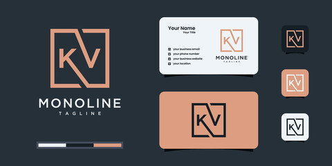 Creative k and v logo or k v logo design templates.
