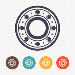 Ball bearing icon on dot pattern background