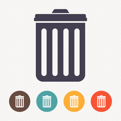Bin icon on dot pattern background