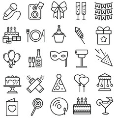 Fototapeta na wymiar celebration icon vector set. holiday illustration sign collection. Party symbol. event logo.