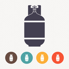 Gas bottle icon on dot pattern background