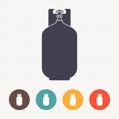 Gas bottle icon on dot pattern background