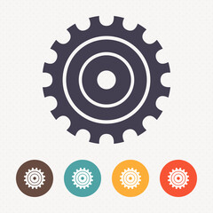 Gear icon on dot pattern background