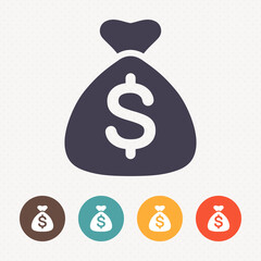 Money bag icon on dot pattern background