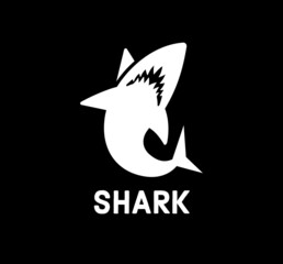 Illustration of simple icon SHARK on a black background.