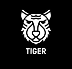 Illustration of simple icon TIGER on a black background.