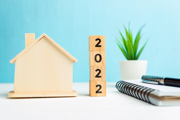 Concept of buying and selling homes and real estate in 2022 year