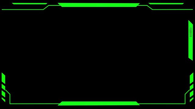 HUD Futuristic Green Elements Interference Signal User Control Interface Screen Panel Loop Animation. Motion Abstract Hologram VHS Noise Background In Hi Technology Future border frame. 4K
