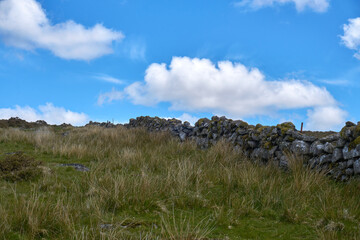The West Dart Valley on a beautiful blue sky cloudy day, Dartmoor National Park, Devon, England, UK