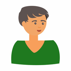 Brunette man avatar Flat vector illustration on white background
