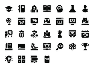 Education School basic glyph icons set